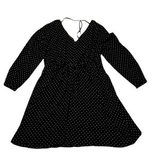 City Chic size 14 long sleeved black and white polka dot dress NWT